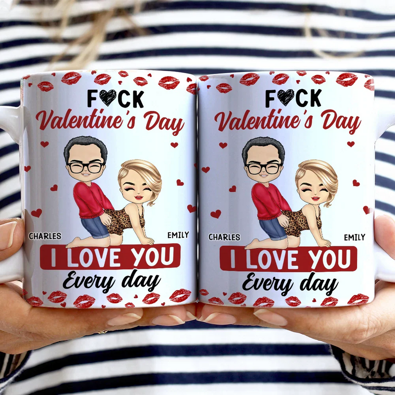 Old Couples, Gift For Husband, Gift For Wife, Gift For Boyfriend, Gift For Girlfriend, Love - Couple I Love You Every Day - Personalized White Edge-to-Edge Mug