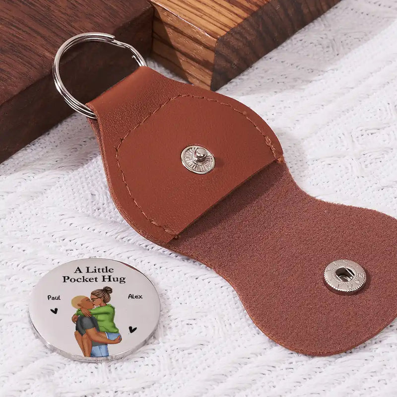 Gift For Couples,Gift For Women,Gift For Men,Gift For Husband,Gift For Wife,Gift For Boyfriend,Gift For Girlfriend,Love,Top Market - Couple I Love You Now And Always - Personalized Leather Pocket Hug