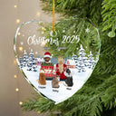 Gift For Couples,Pet Couple,Pet Lovers,Christmas,Happy - Couple & Pets Christmas - Personalized Heart Shaped Glass Ornament