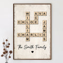 Family,Parents,Gift For Grandparents,Happy - Crossword Scrabble Family Name - Personalized Poster