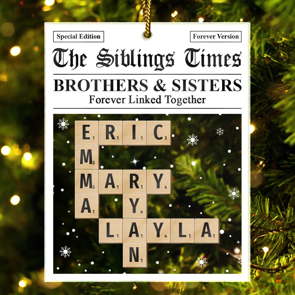 Crossword The Siblings Times - Personalized Custom Shaped Acrylic Ornament
