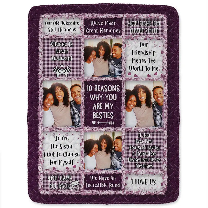Gift For Bestie,Gift For Women,Christmas,Happy - Custom Photo 10 Reasons Why You Are My Bestie - Personalized Fleece Blanket, Sherpa Blanket