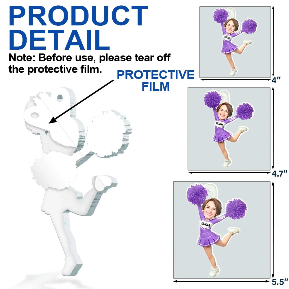 Gift For Yourself, Gift For Women, Happy, Christmas, Custom Photo - Custom Photo 3D Effect Cheerleader - Personalized Custom Shaped Acrylic Ornament