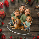 Happy,Christmas,Gift For Couples,Married ,Gift For Grandparents,Parents,Family - Custom Photo 3D Effect Figure Art Happy Family - Personalized Custom Shaped Acrylic Ornament