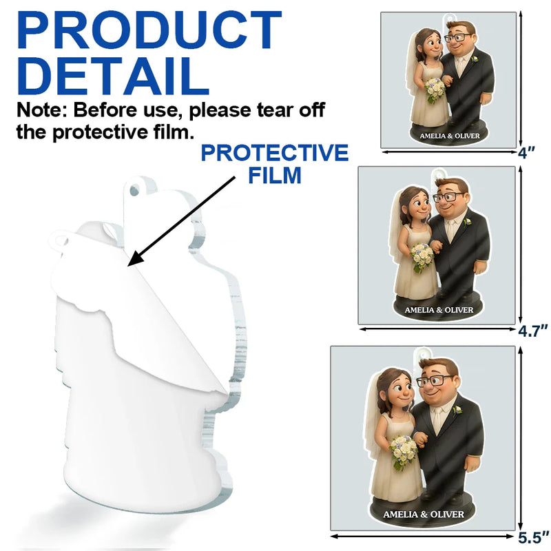 Love,Wedding,Wedding Anniversary,Gift For Couples,Christmas,Married ,Engaged - Custom Photo 3D Effect Figure Art Wedding Couple - Personalized Custom Shaped Acrylic Ornament