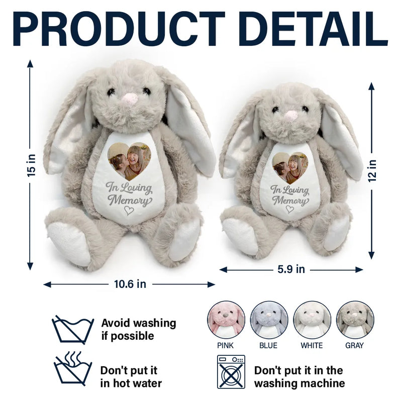 Memorial,Family,Gift For Grandparents,Parents,Sad - Custom Photo A Cuddle From Heaven Memorial - Personalized Soft Toy Bunny
