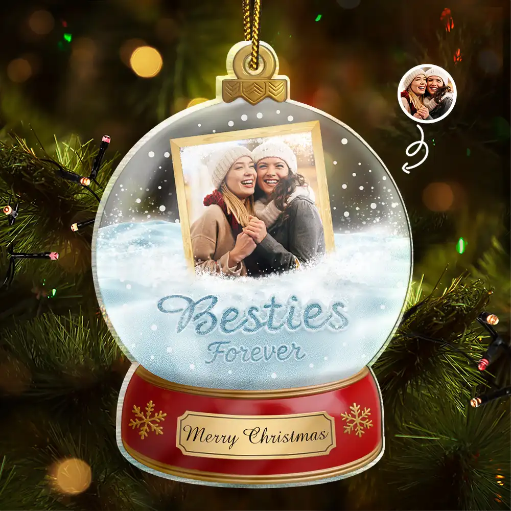 Custom Photo Besties Forever Christmas - Personalized Custom Shaped Acrylic Ornament