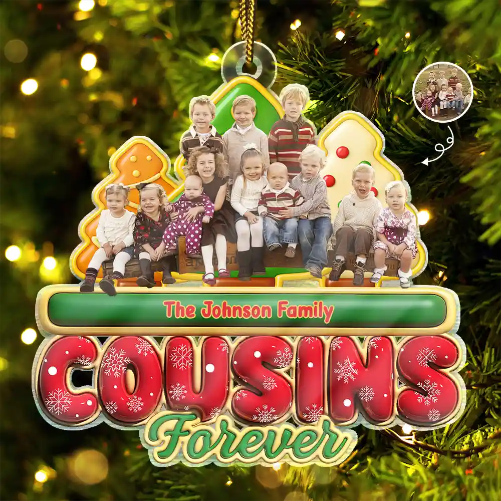Gift For Bestie, Christmas, Happy, Gift For Sisters, Gift For Brothers, Gift For Sibling, Cousin - Custom Photo Besties Friends Siblings Forever - Personalized Custom Shaped Acrylic Ornament