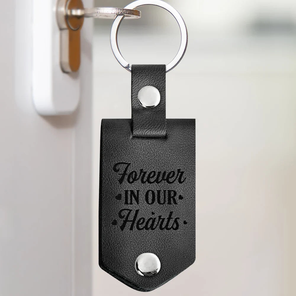 Custom Photo,Memorial,Family,Parents,Gift For Grandparents,Sad - Custom Photo Calendar The Moment Your Heart Stopped - Personalized Leather Photo Keychain