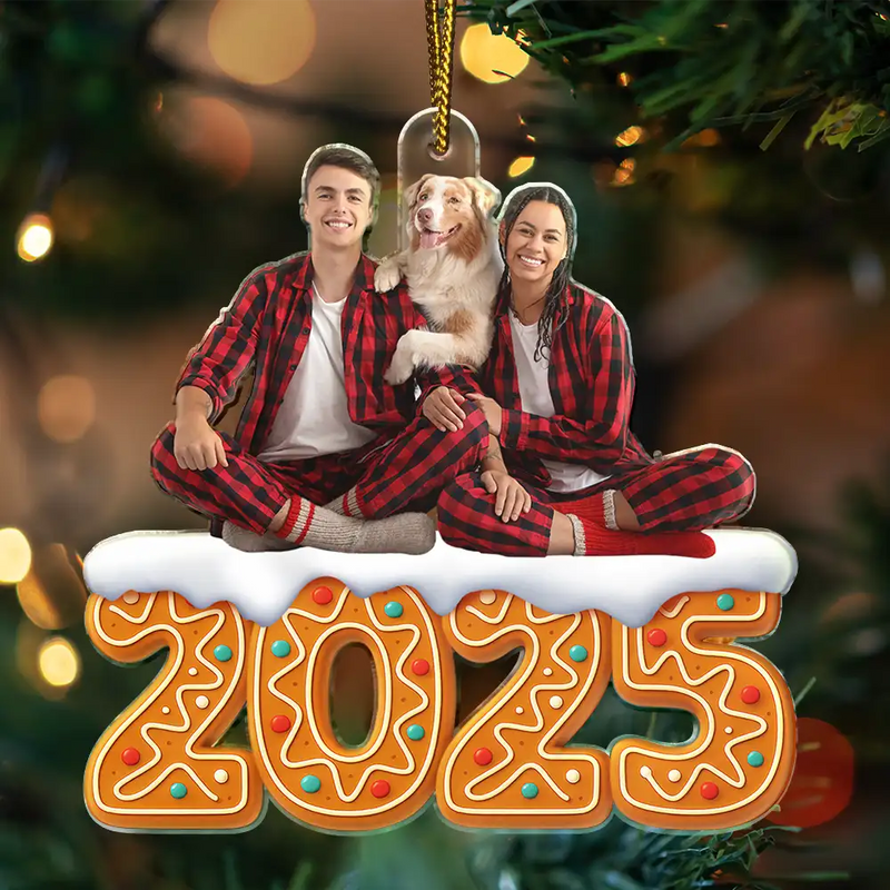 Family, Gift For Women, Gift For Men, Custom Photo, Christmas - Custom Photo Christmas Family Gingerbread - Personalized Custom Shaped Acrylic Ornament