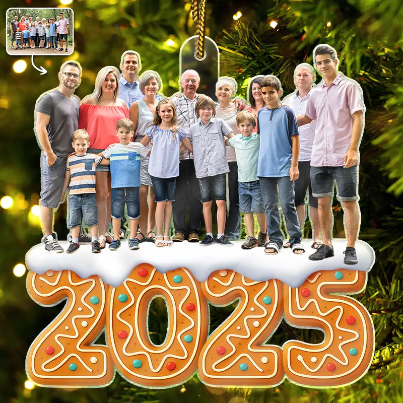 Family, Gift For Women, Gift For Men, Custom Photo, Christmas - Custom Photo Christmas Family Gingerbread - Personalized Custom Shaped Acrylic Ornament