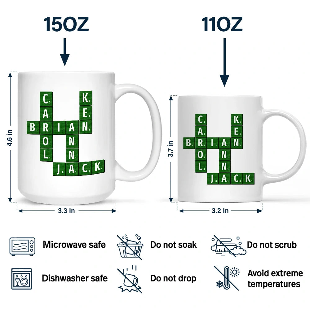 Gift For Couples,Custom Photo,Love - Custom Photo Crossword Puzzle Couple Scrabble Name - Personalized Mug