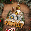 Family, Christmas, Happy - Custom Photo Family Christmas House - Personalized Custom Shaped Wooden Ornament