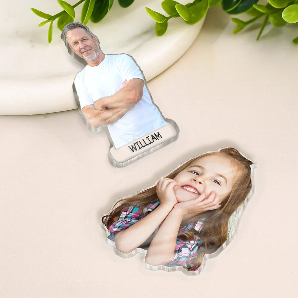 Non-Eng,Family - Custom Photo Family Member With Names - Personalized Acrylic Fridge Magnet