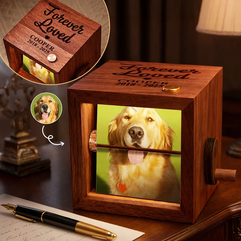 Pet Lovers, Cat Lovers, Dog Lovers, Sad, Memorial, Family - Custom Photo Forever Loved Memorial Dog Cat - Personalized Flipbook Frame Animation Machine
