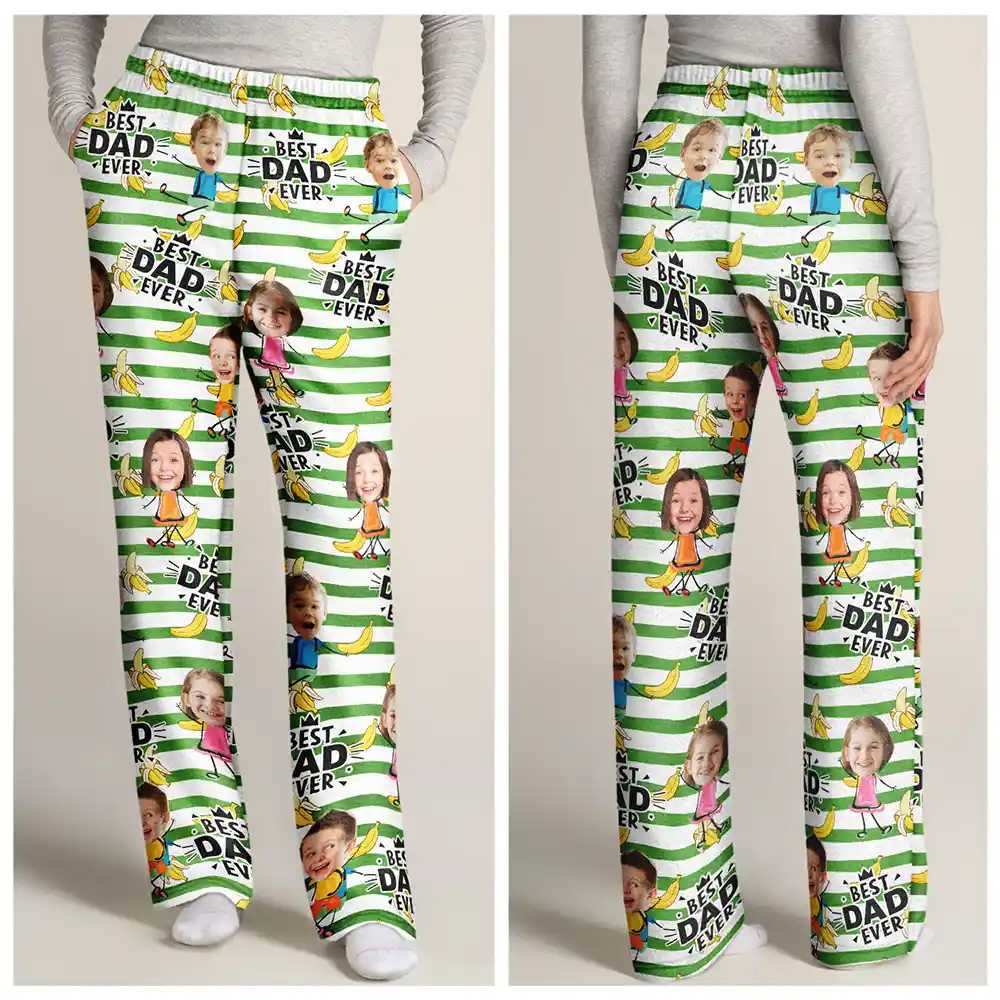 Funny,Gift For Father,Dad - Children,Custom Photo - Custom Photo Funny Banana Best Dad Ever - Personalized Pajama Pants