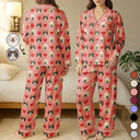 Dog Lovers, Cat Lovers, Dog Mom, Cat Mom, Happy, Gift For Women, Gift For Yourself - Custom Photo Funny Dog Cat Pet - Personalized Satin Pajama Set