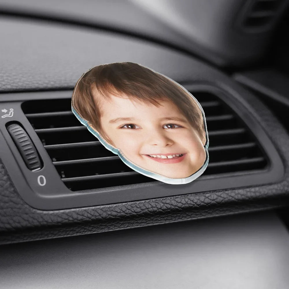Gift For Kids,Gift For Mother,Gift For Father,Pet Lovers,Dog Lovers,Cat Lovers,Happy,Custom Photo - Custom Photo Funny Face Cut Kids Dogs Cats - Personalized Acrylic Car Vent Clip