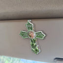 Memorial,Christian,Sad - Custom Photo God Has You In His Arms Cross Memorial Gifts - Personalized Custom Shaped Acrylic Car Visor Clip