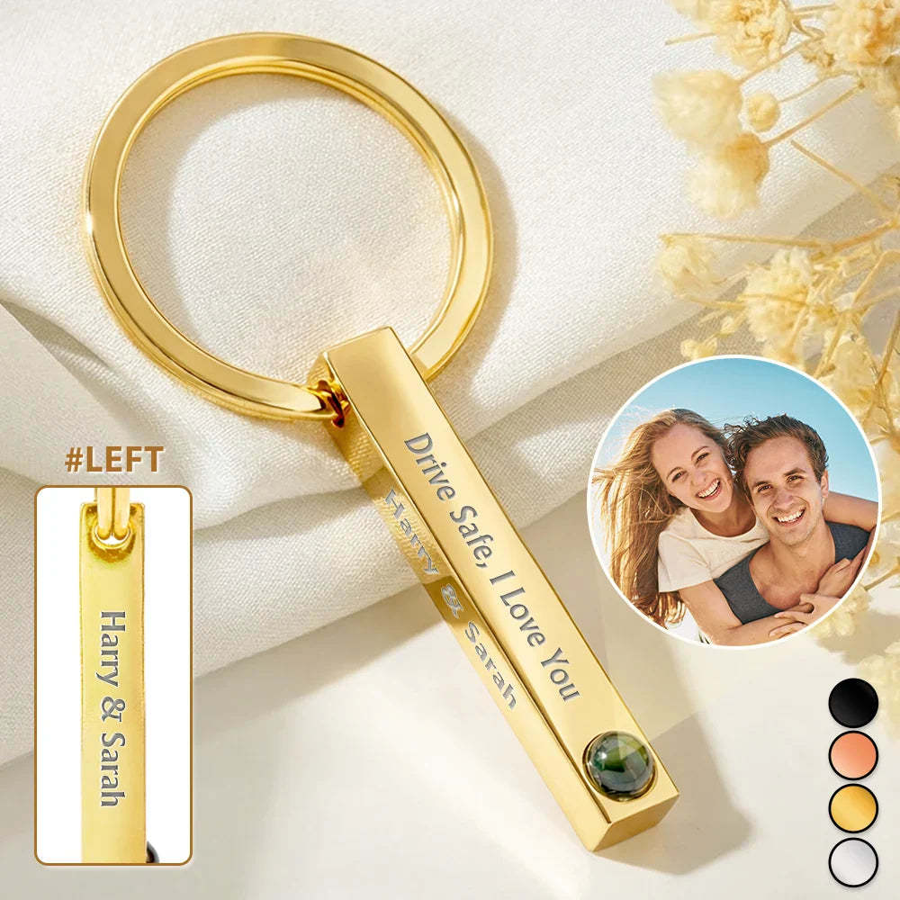 Custom Photo Happy Couples I Love You - Personalized Photo Projection Keychain