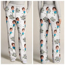 Gift For Grandpa,Gift For Father,Happy,Custom Photo - Custom Photo Happy Grandkids Best Papa Grandpa Ever Rain Pattern - Personalized Pajama Pants