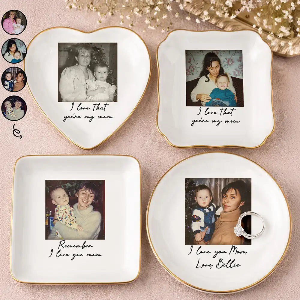Custom Photo I Love You Mom Vintage - Personalized Ring Dish