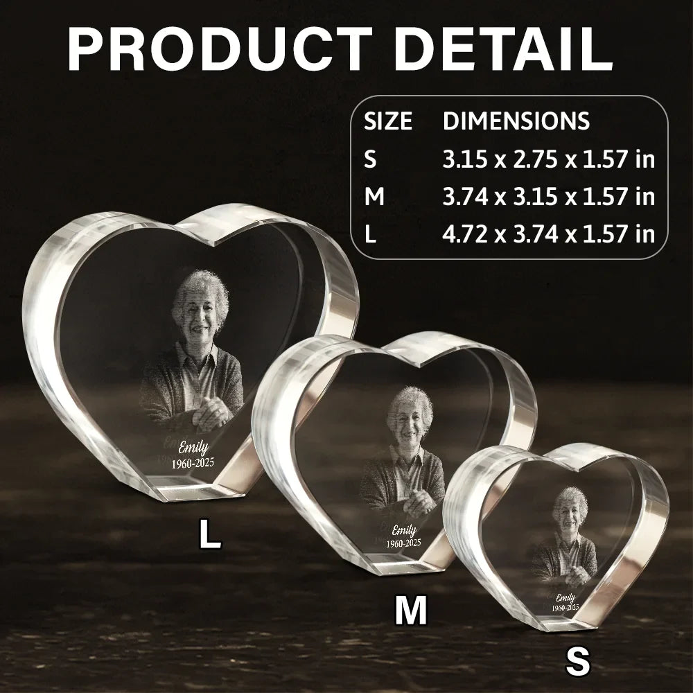 Custom Photo In Loving Memory Memorial - Personalized Crystal Heart