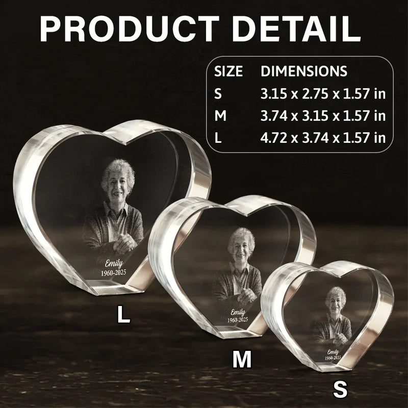Custom Photo In Loving Memory Memorial - Personalized Crystal Heart