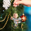 Gift For Kids,Gift For Grandkids,Photo Hobby Ornament,Custom Photo,Funny,Christmas - Custom Photo Kid Playing Football - Personalized Acrylic Photo Ornament