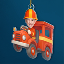 Gift For Kids, Gift For Grandkids, Photo Hobby Ornament, Custom Photo, Funny, Cristmas - Custom Photo Kid Riding Fire Truck - Personalized Acrylic Photo Ornament