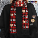 Pet Lovers,Pet Mom,Pet Dad,Pet Couple,Dog Lovers,Dog Mom,Dog Dad,Dog Couple,Cat Lovers,Cat Mom,Cat Dad,Cat Couple,Happy,Christmas - Custom Photo Lovely Pet Face - Personalized Wool Scarf With Tassel