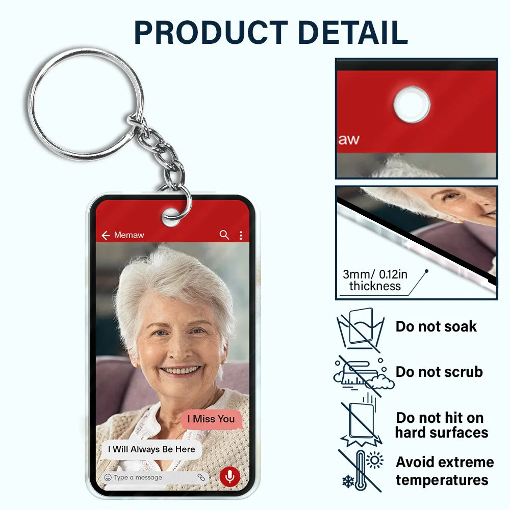 Gift For Couples,Old Couples,Gift For Husband,Gift For Wife,Gift For Boyfriend,Gift For Girlfriend,Gift For Yourself,Memorial,Sad - Custom Photo Memorial Message From Loved One - Personalized Acrylic Keychain