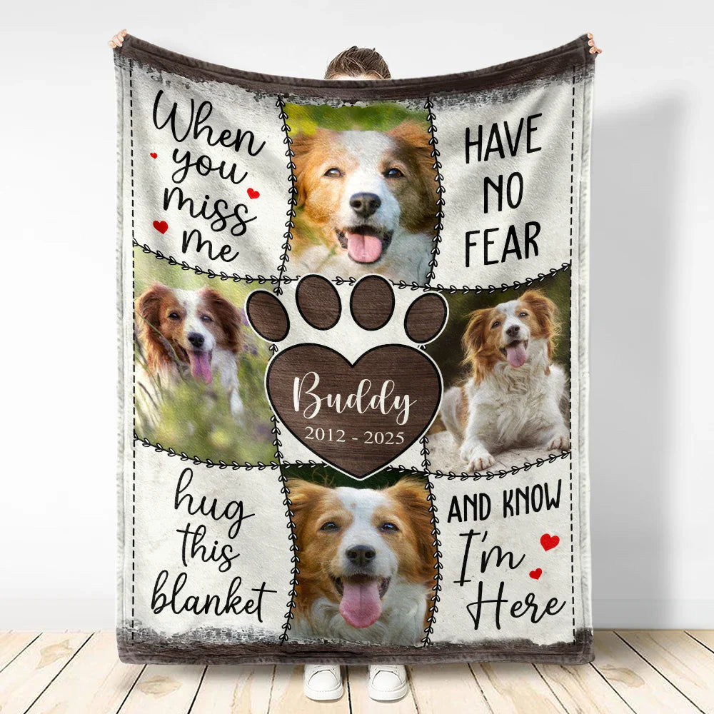 Custom Photo, Memorial, Family, Sad - Custom Photo Memorial When You Miss Me - Personalized Fleece Blanket, Sherpa Blanket