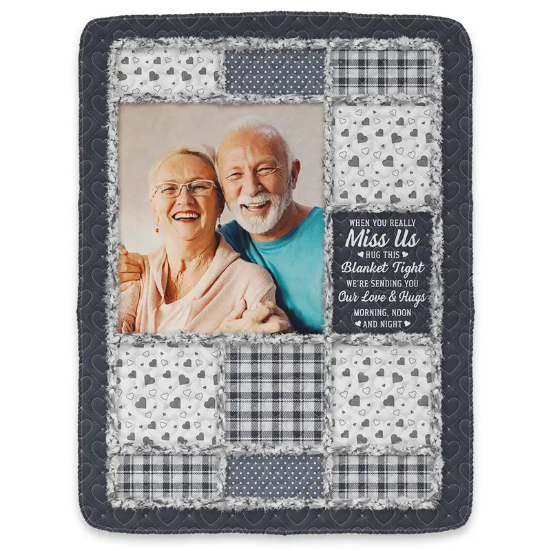 Top Market,Custom Photo,Family,Memorial,Gift For Women,Gift For Men,Sad,Christmas - Custom Photo Memorial When You Really Miss Me Hug This Blanket - Personalized Fleece Blanket, Sherpa Blanket