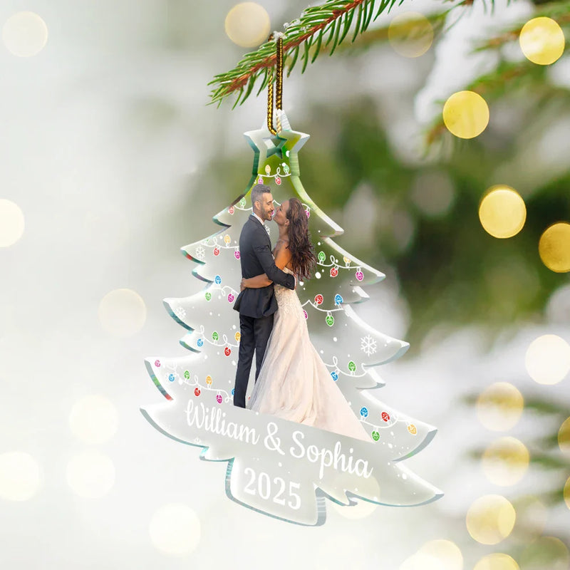 Custom Photo,Pet Lovers,Dog Lovers,Cat Lovers,Family,Gift For Couples,Happy,Christmas - Custom Photo On Christmas Tree - Personalized Custom Shaped Acrylic Ornament