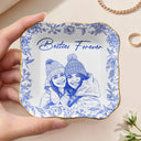 Custom Photo Pencil Sketch Besties Forever - Personalized Ring Dish