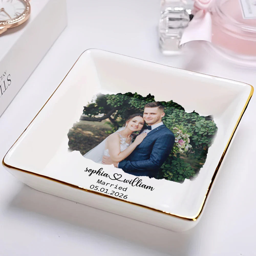 Gift For Couples, Gift For Husband, Gift For Wife, Gift For Boyfriend, Gift For Girlfriend, LGBT, Love, Engaged, Wedding, Married - Custom Photo Proposal Engagement Engaged Wedding Couple - Personalized Ring Dish