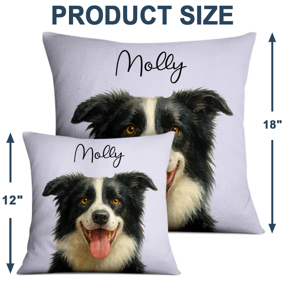 Pet Lovers, Dog Lovers, Cat Lovers, Love - Custom Photo Realistic Watercolor Art Dog Cat Pet - Personalized Pillow