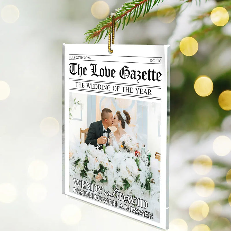 Gift For Couples, Gift For Husband, Gift For Wife, Love, Custom Photo - Custom Photo Started With A Message Couples - Personalized Custom Shaped Acrylic Ornament