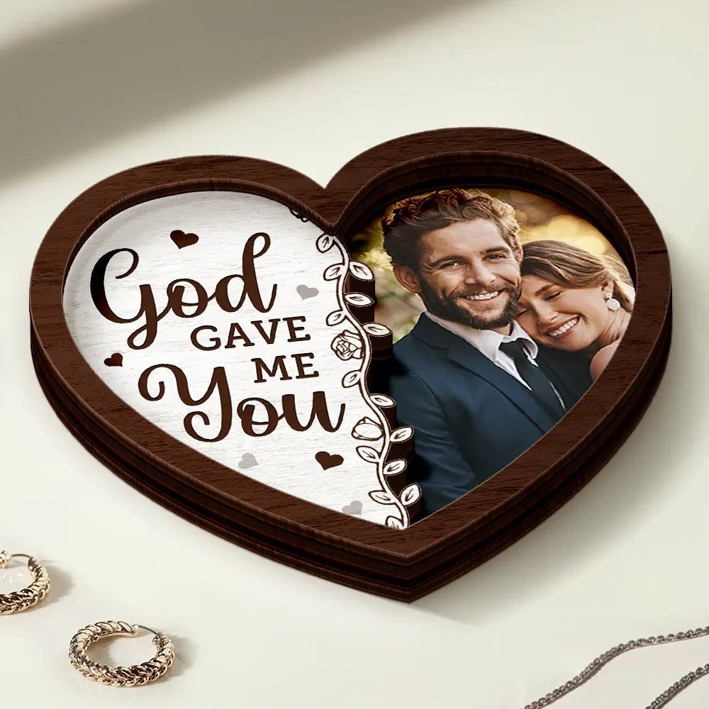 Gift For Husband, Gift For Wife, Gift For Boyfriend, Gift For Girlfriend, Custom Photo, Love, Gift For Couples - Custom Photo The Date We Became Mr. & Mrs. - Personalized 2-Layered Wooden Ring Dish