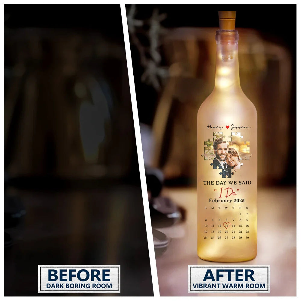 Gift For Couples,Gift For Husband,Gift For Wife,Gift For Boyfriend,Gift For Girlfriend,Love,Custom Photo - Custom Photo The Day I Found My Missing Piece - Personalized Bottle Light