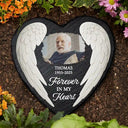 Christian, Family, Memorial, Parents, Gift For Grandparents - Custom Photo The One You Loved Becomes a Memory - Personalized Heart Memorial Garden Stone
