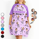 Gift For Grandma, Gift For Mother, Gift For Aunt, Happy, Custom Photo, Stick Figure - Custom Photo This Grandma Mom Belongs To Kids Pet - Personalized Women's Sleep Tee