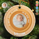 Christmas, Family, New baby, Happy - Custom Photo Welcome To The World Baby Stats - Personalized Circle Ceramic Ornament