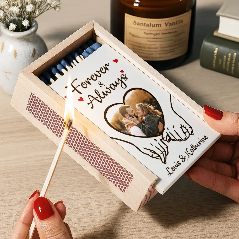 Gift For Couples, Love - Custom Photo You And Me We Got This Couple Hands - Personalized Wooden Matchbox