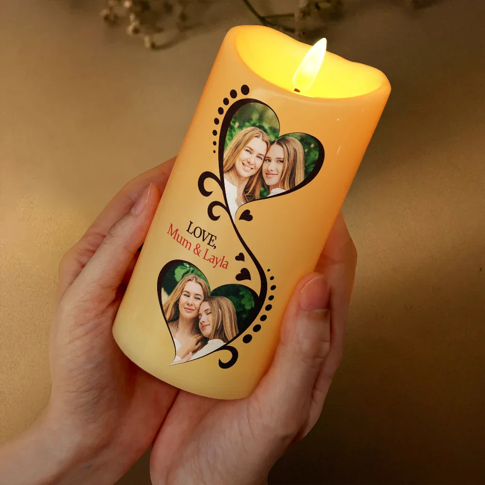 Gift For Women, Gift For Mother, Mom - Daughters (Adult), Christmas, Love, Custom Photo - Custom Photo You Are The World To Me - Personalized Flameless LED Candle