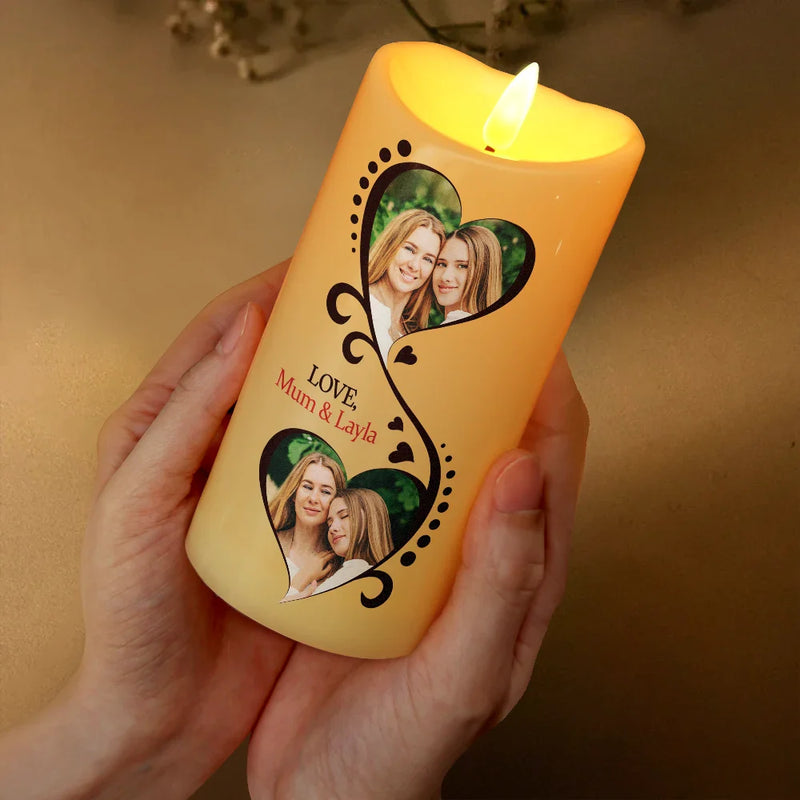 Gift For Women, Gift For Mother, Mom - Daughters (Adult), Christmas, Love, Custom Photo - Custom Photo You Are The World To Me - Personalized Flameless LED Candle