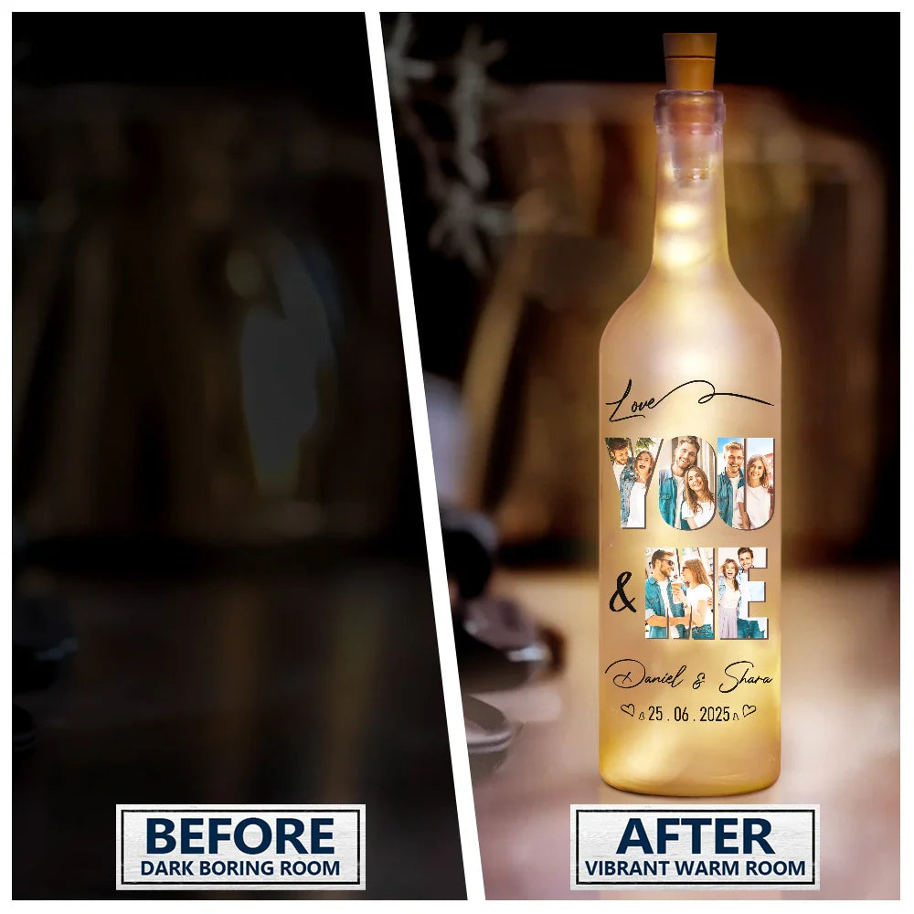 Custom Photo, Gift For Couples, Gift For Husband, Gift For Wife, Gift For Boyfriend, Gift For Girlfriend, Love - Custom Photo You & Me We Got This - Personalized Bottle Light