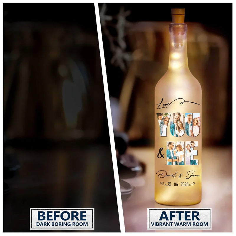 Custom Photo, Gift For Couples, Gift For Husband, Gift For Wife, Gift For Boyfriend, Gift For Girlfriend, Love - Custom Photo You & Me We Got This - Personalized Bottle Light
