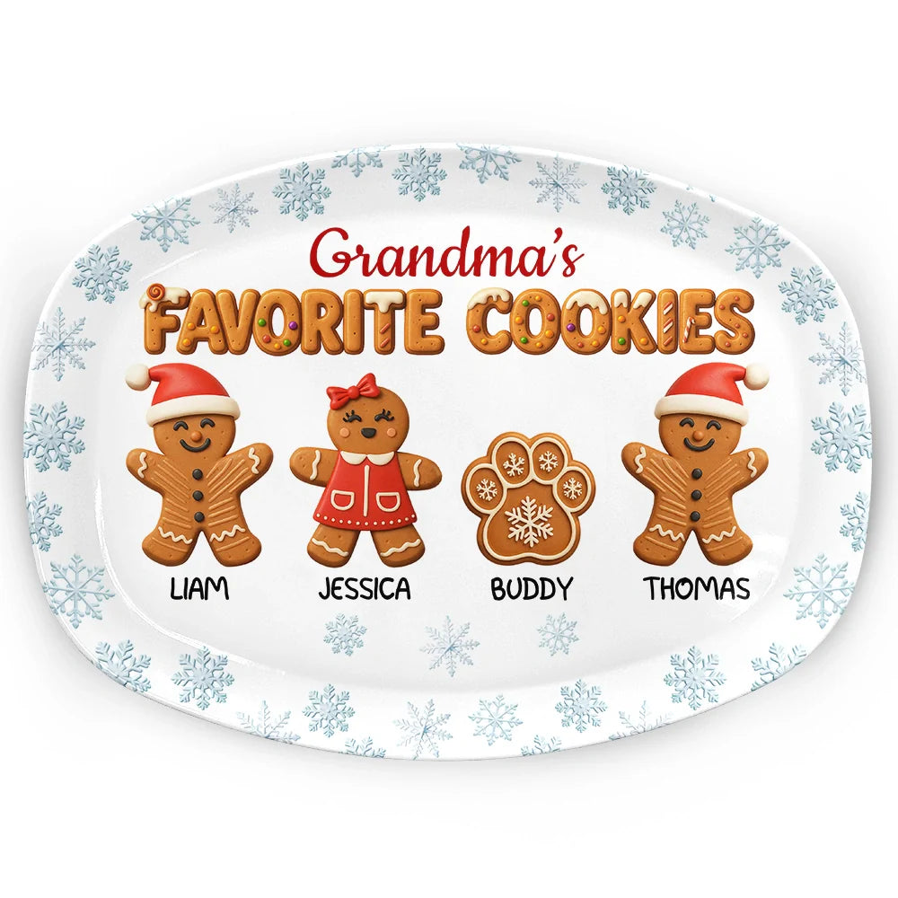 Grandma's Favorite Cookies 3D Effect - Personalized Plate